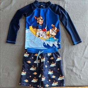 Kids Swim Set with Paw Patrol Print - Blue